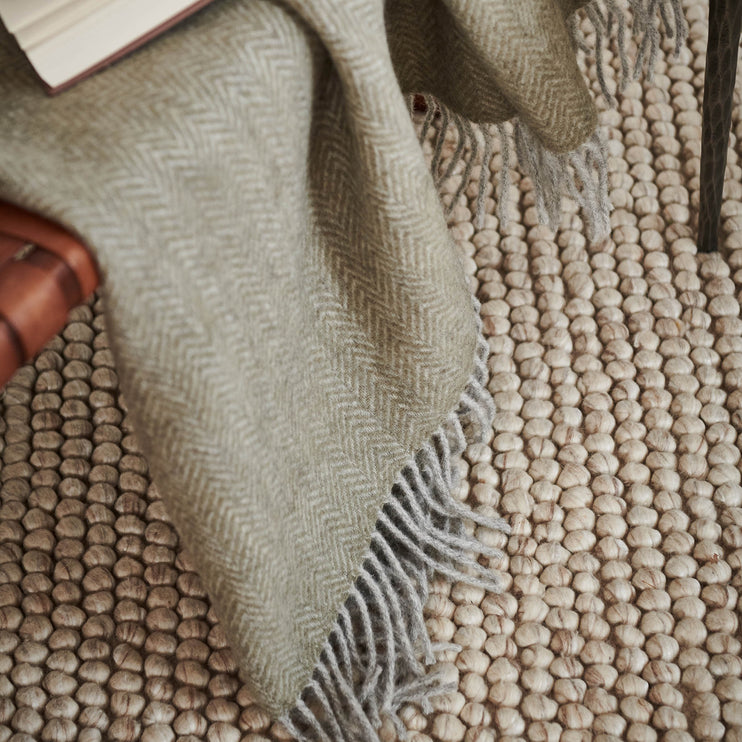 Gotland Sheri Blanket in olive green & grey | Home & Living inspiration | URBANARA