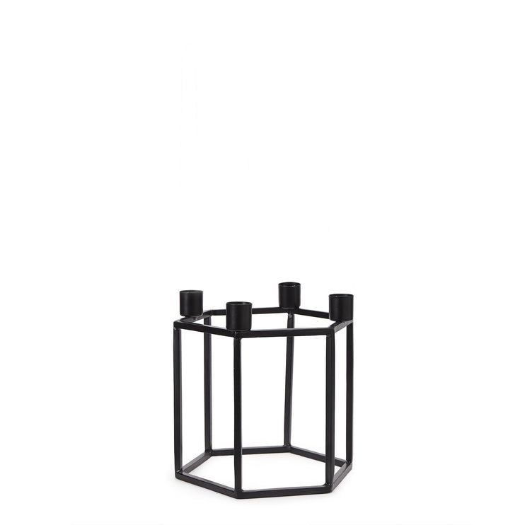 Indore candle holder black, 100% metal | URBANARA candles & scents