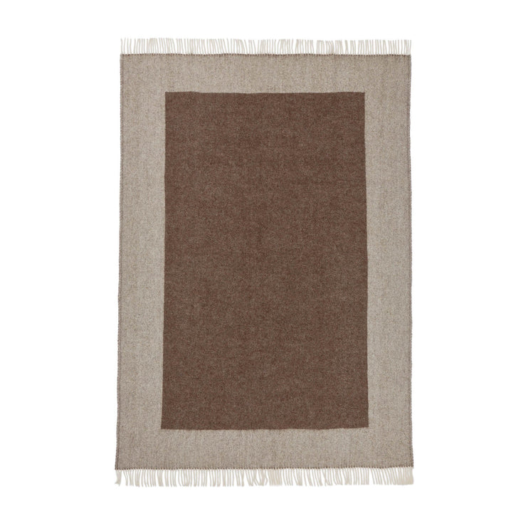 Karby Wool Blanket cream & brown, 100% new wool | URBANARA wool blankets