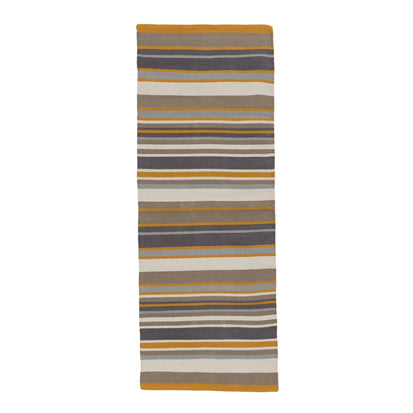 Mandana Runner dark grey & olive green & mustard, 100% cotton