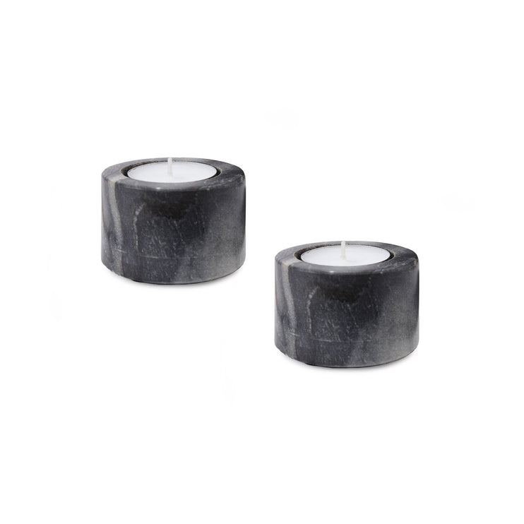 Nanda candle holder, black, 100% marble