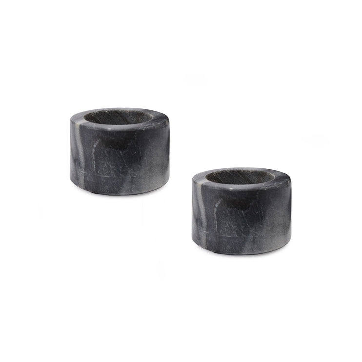 Nanda candle holder, black, 100% marble | URBANARA candles & scents