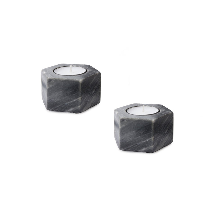 Nanda candle holder, black, 100% marble