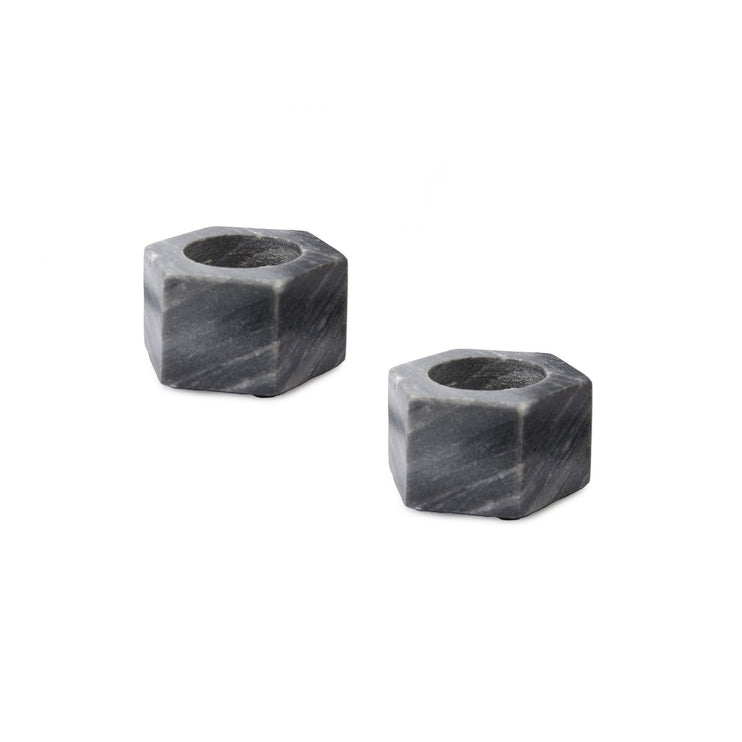 Nanda candle holder, black, 100% marble | URBANARA candles & scents
