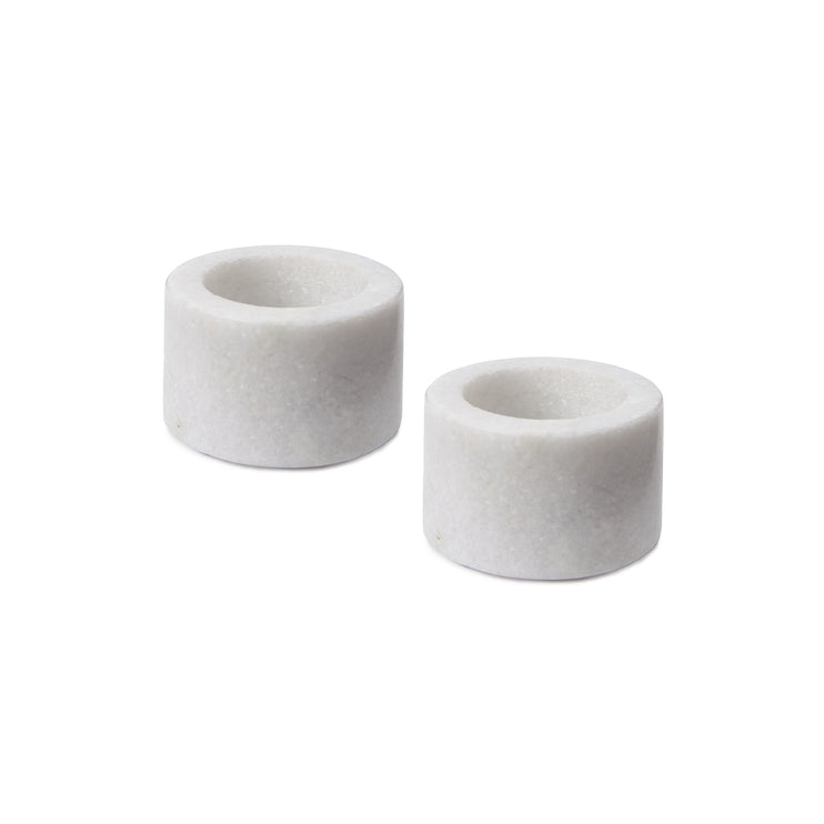 Nanda candle holder, white, 100% marble | URBANARA candles & scents