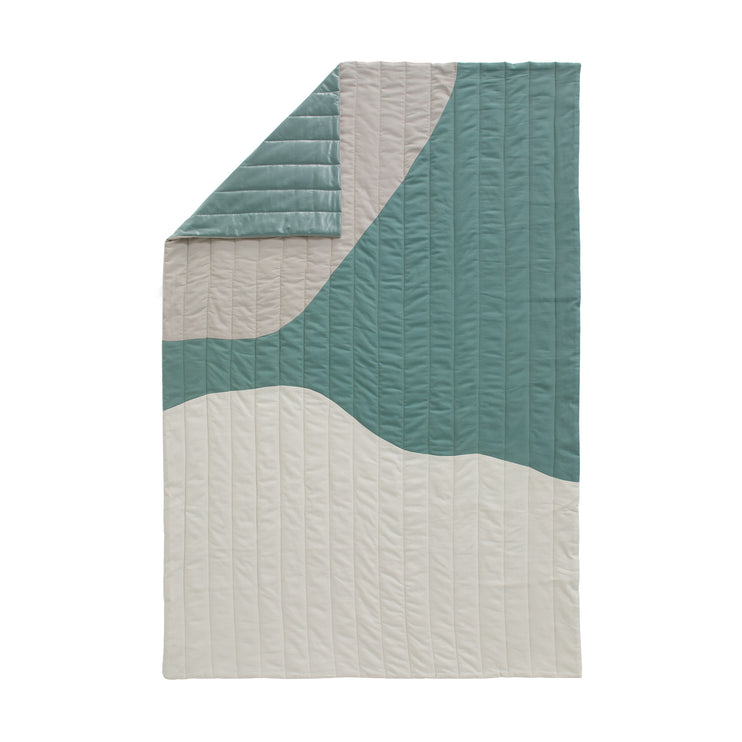 Picknickdecke Nandara Nebelblau & Grüngrau & Naturweiß, 100% Baumwolle