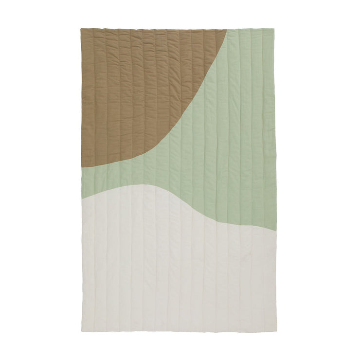 Picnic Blanket Nandara Blue fog & Green grey & Natural white, 100% Cotton canvas