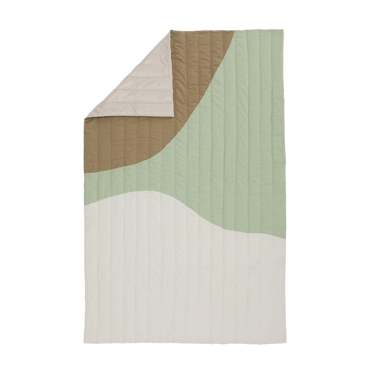 Picnic Blanket Nandara Blue fog & Green grey & Natural white, 100% Cotton canvas | URBANARA Doormats