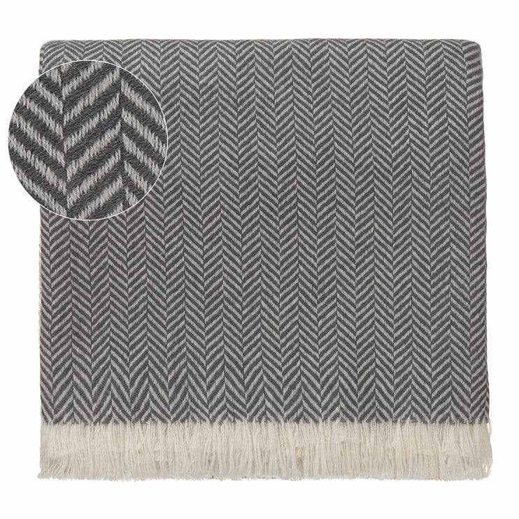 Nerva blanket, charcoal & cream, 100% cashmere wool