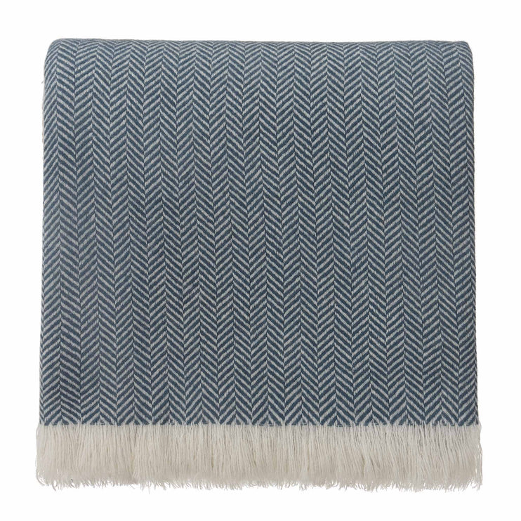 Nerva Blanket teal & cream, 100% cashmere wool