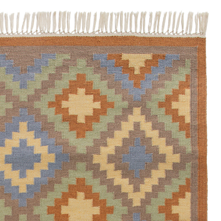 Teppich Nobu Terrakotta & Salbeigrün & Nebelblau, 100% Recyceltes PET