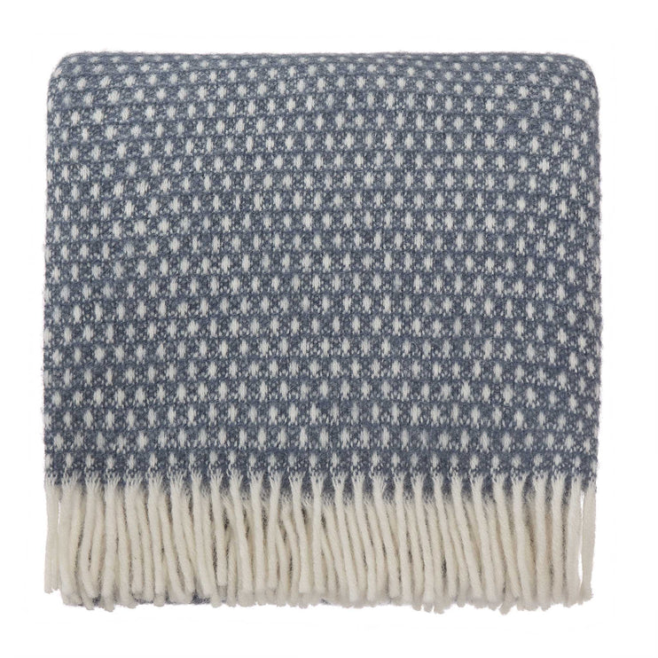 Osele Wool Blanket dark grey blue & off-white, 100% lambswool