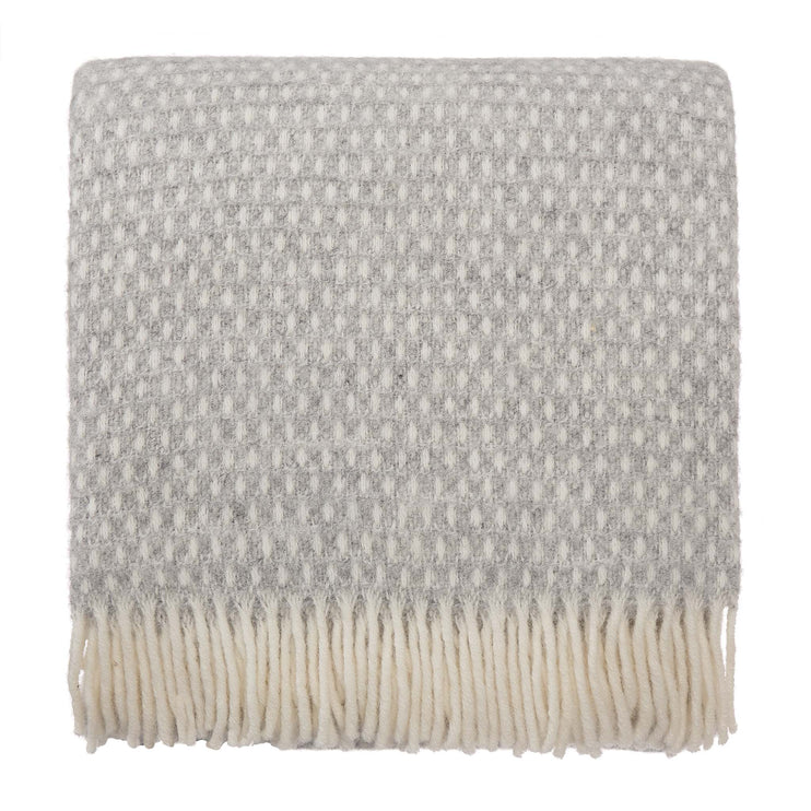 Osele Wool Blanket light grey melange & off-white, 100% lambswool