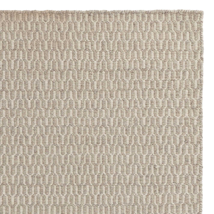 Overod Runner light grey & off-white, 100% new wool & 100% cotton