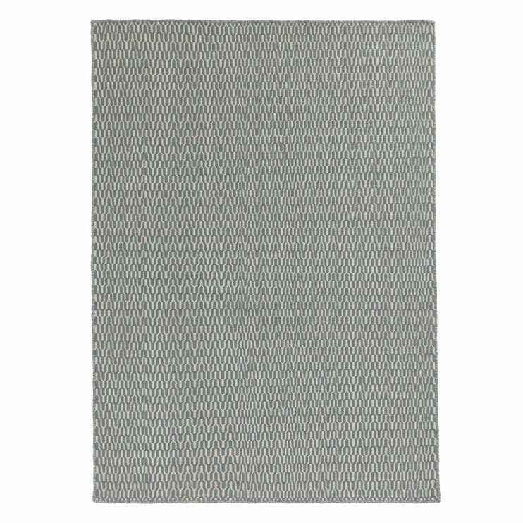 Overod Rug turquoise & off-white, 100% new wool | URBANARA wool rugs