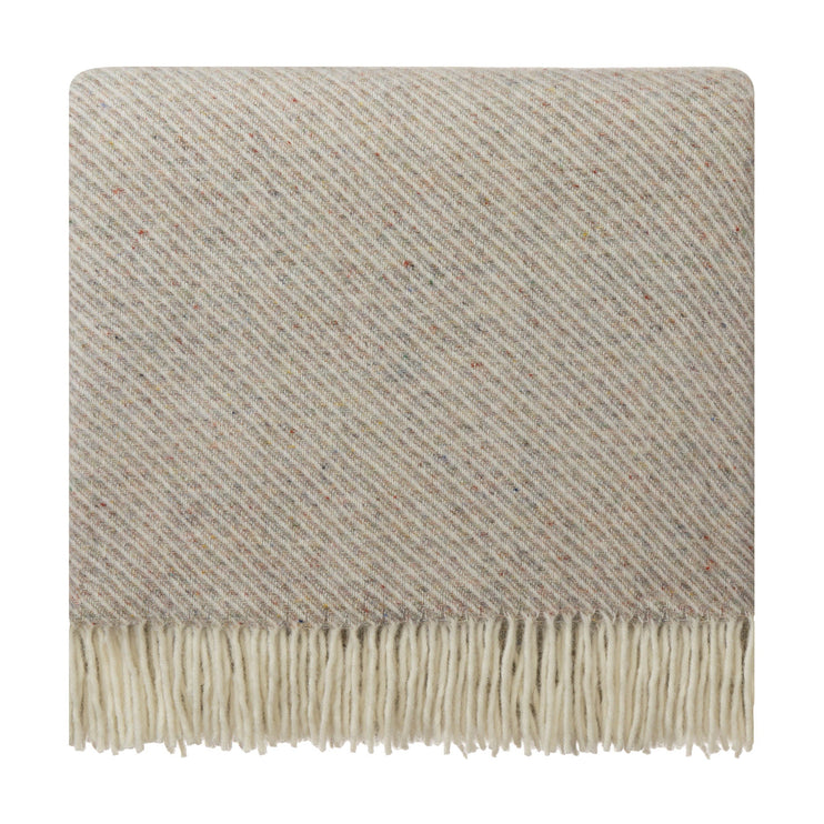 Blanket Palini Light grey melange & Natural white, 75% Lambswool & 25% Recycled wool