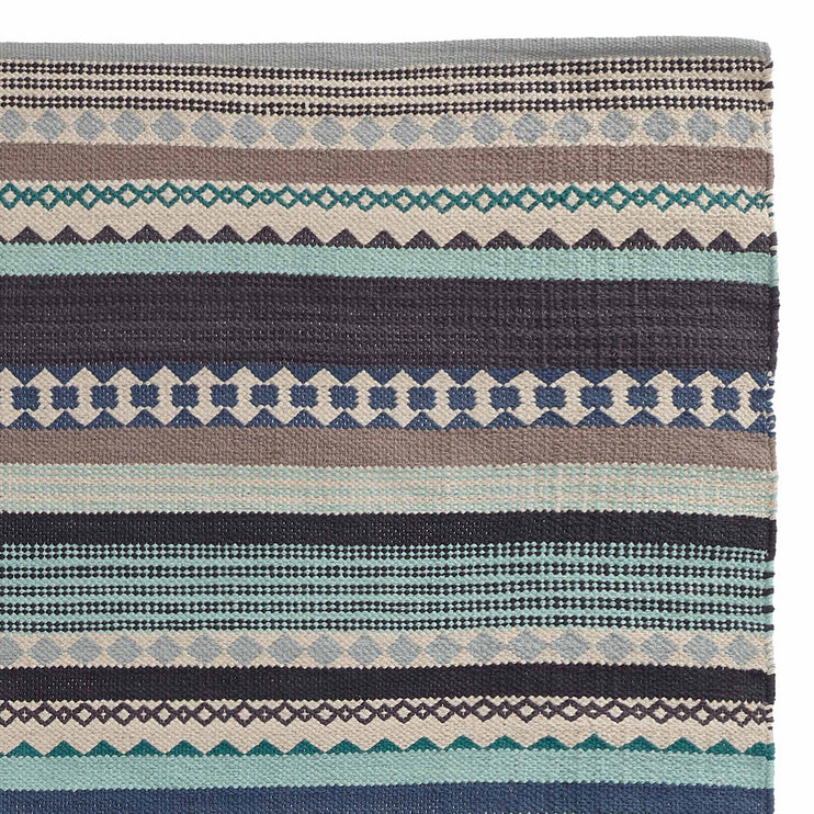 Patewa Rug teal & light blue & grey & off-white, 100% cotton