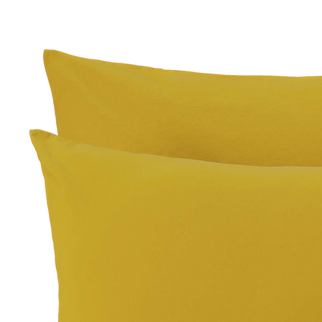 Perpignan Percale Bed Linen mustard, 100% combed cotton | URBANARA percale bedding