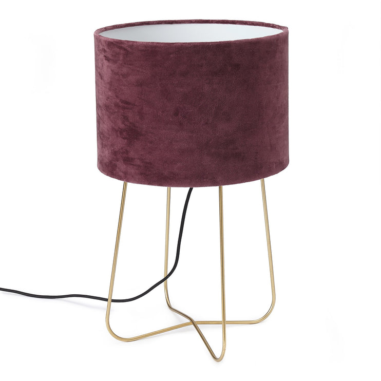 Tischlampe Posal, Messing & Aubergine, 100% Metall & 100% Samt | URBANARA Tischleuchten