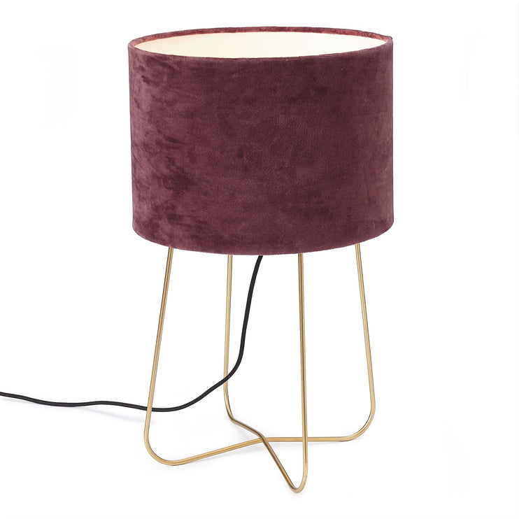 Tischlampe Posal, Messing & Aubergine, 100% Metall & 100% Samt