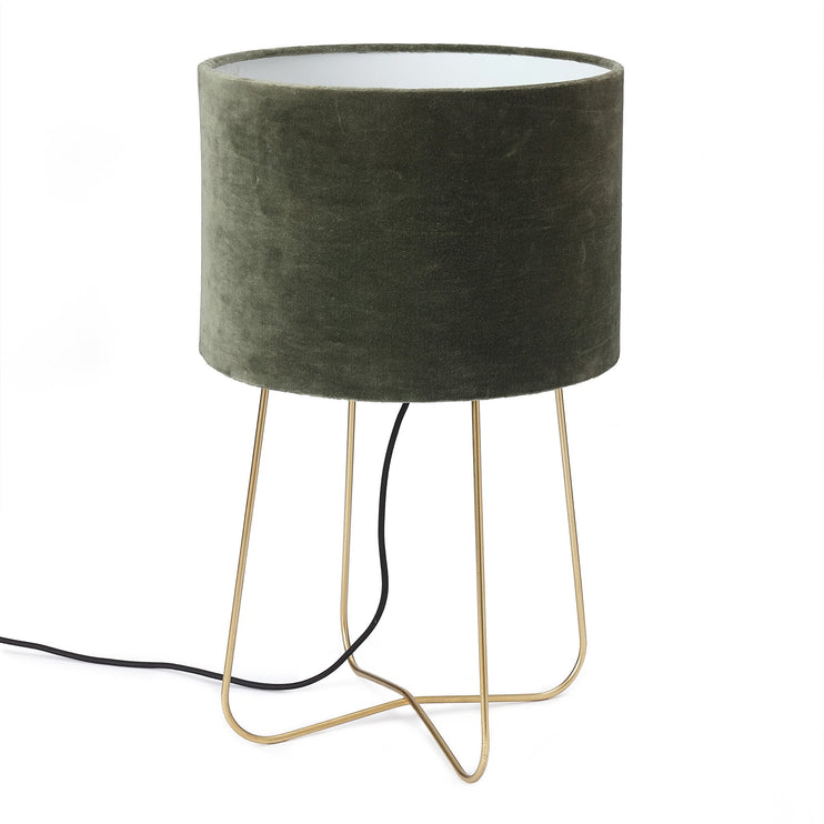 Tischlampe Posal, Messing & Moosgrün, 100% Metall & 100% Samt | URBANARA Tischleuchten