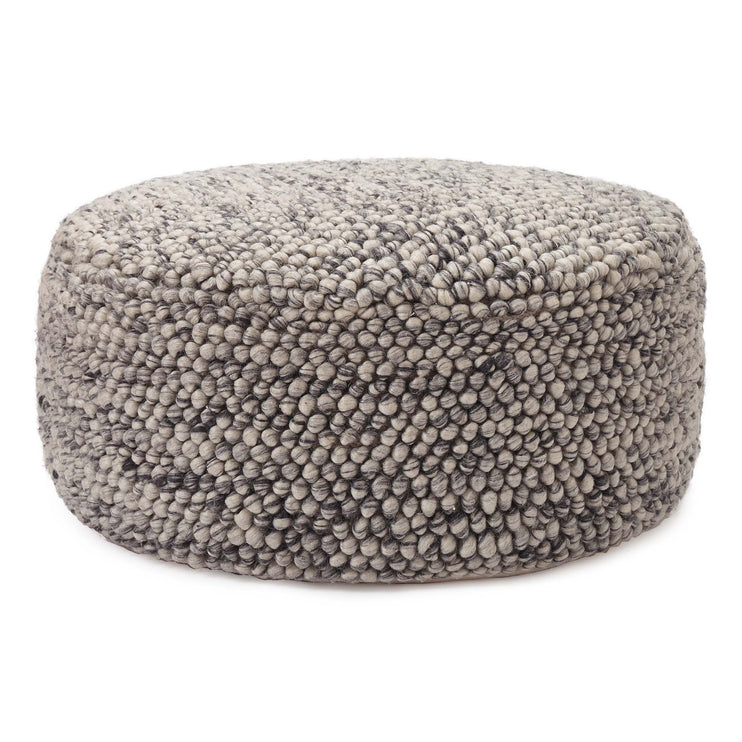Wool Pouffe Ravi off-white & grey, 70% new wool & 30% viscose