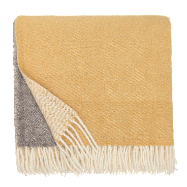 Salakas wool blanket mustard & cream, 100% new wool