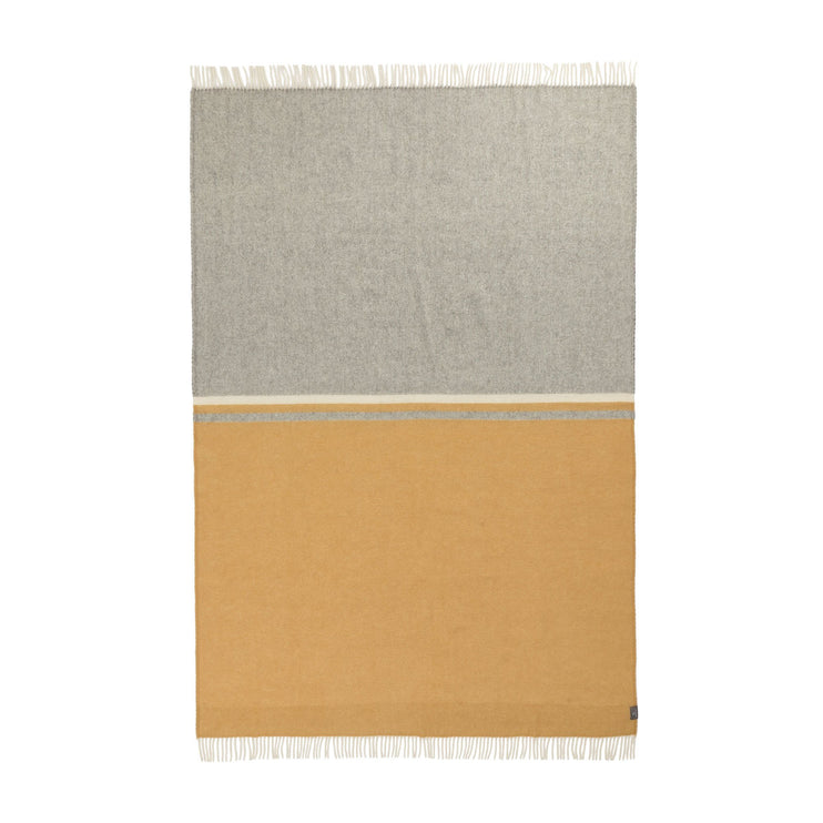 Salakas wool blanket mustard & cream, 100% new wool | URBANARA wool blankets