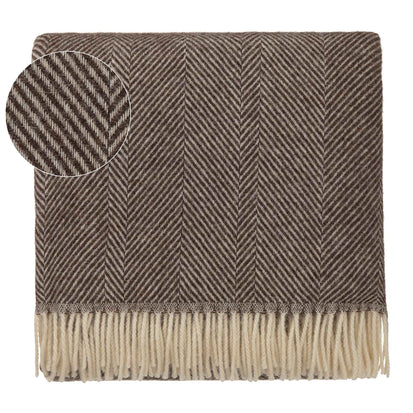 Salantai blanket, dark brown & cream, 100% new wool