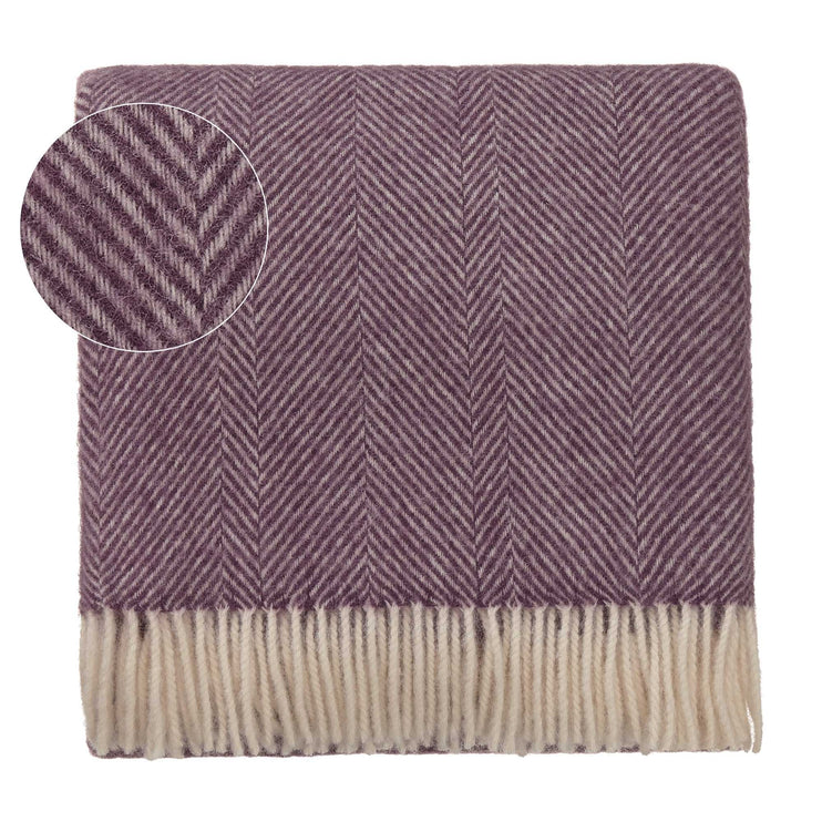 Salantai blanket, plum & cream, 100% new wool