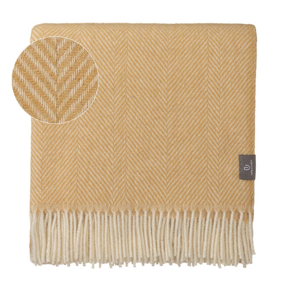 Salantai Wool Blanket mustard & cream, 100% new wool