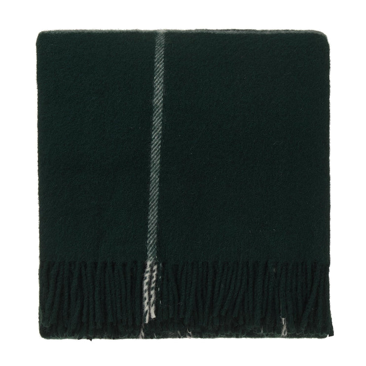 Saldus Wool Blanket dark green & cream, 100% new wool