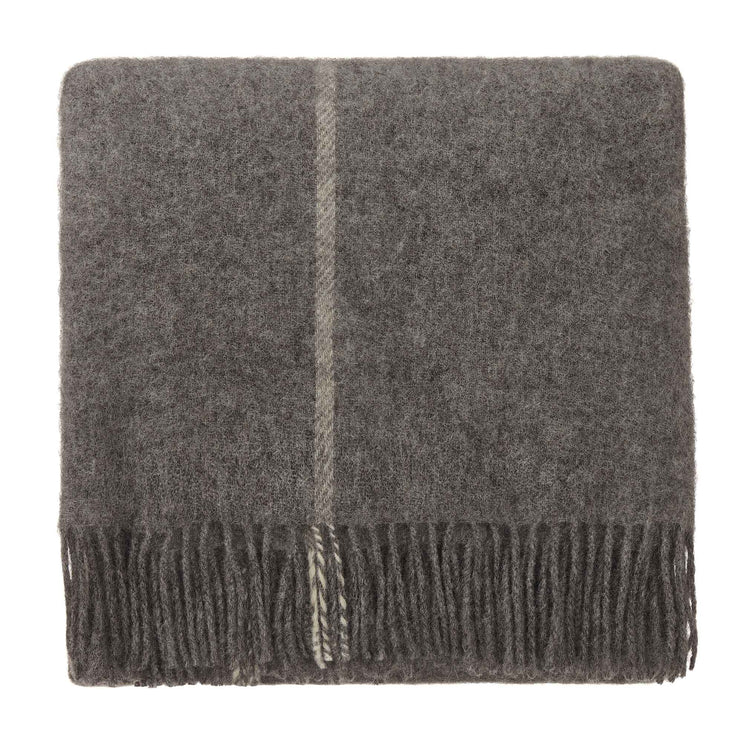 Wolldecke Saldus Grau & Creme, 100% Schurwolle