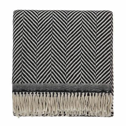 Salla blanket, black & cream, 100% new wool