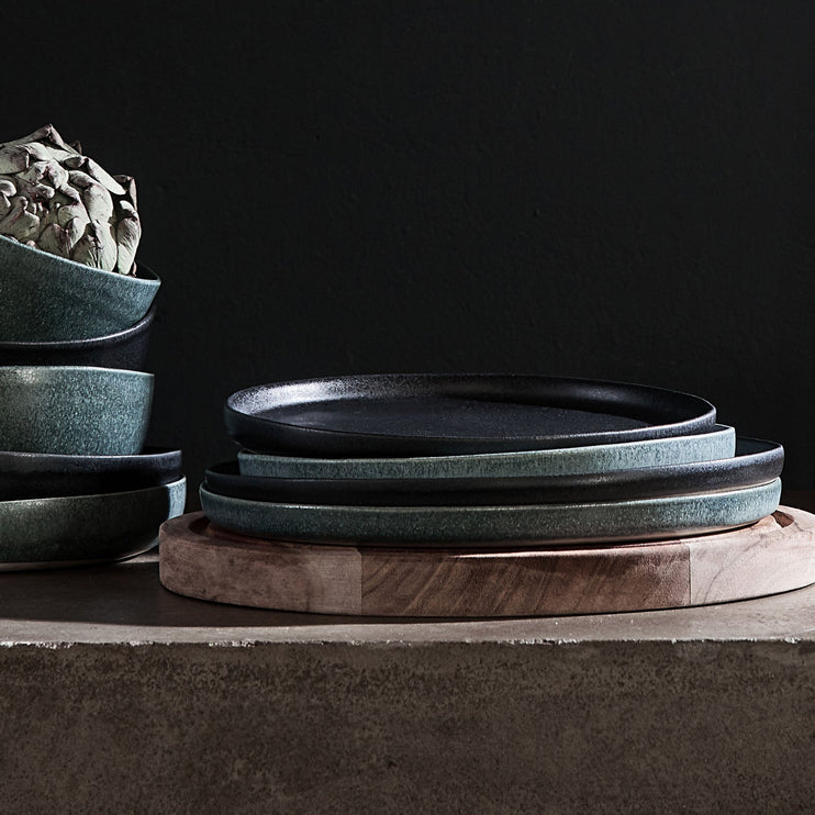 Teller-Set Malhou Schwarz, 100% Steingut | Hochwertige Wohnaccessoires