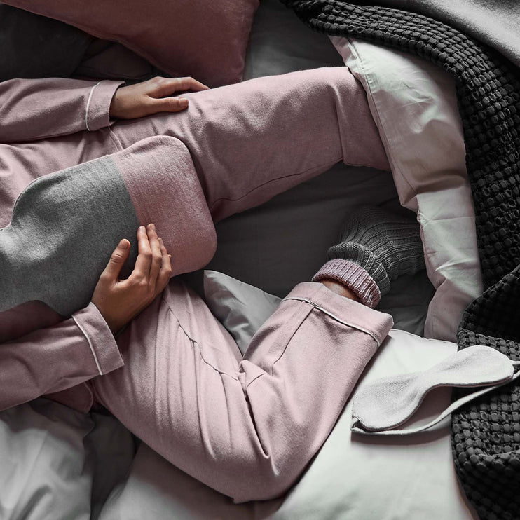Arove pyjama, light mauve & natural white, 100% organic cotton | URBANARA nightwear