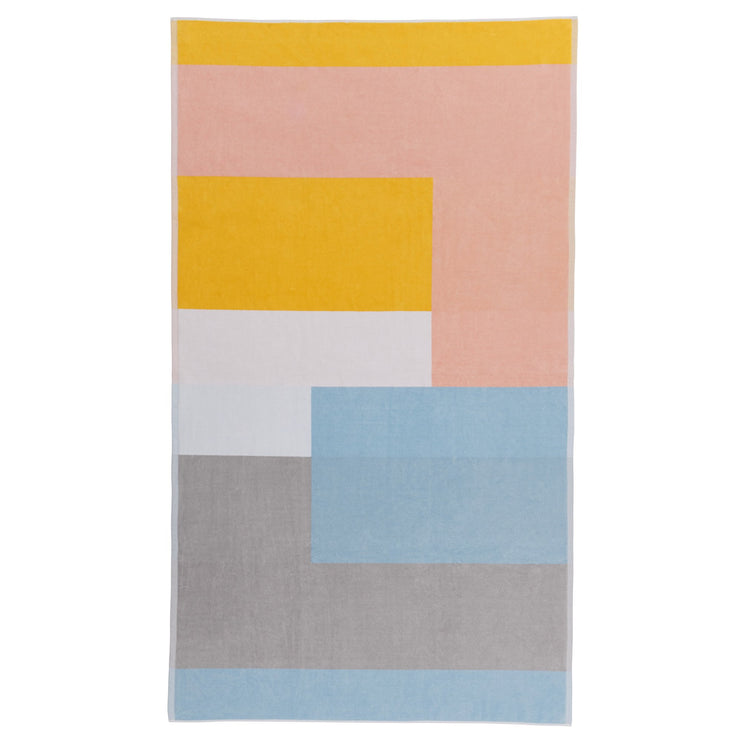 Vigo beach towel, yellow & light pink & ice blue, 100% cotton