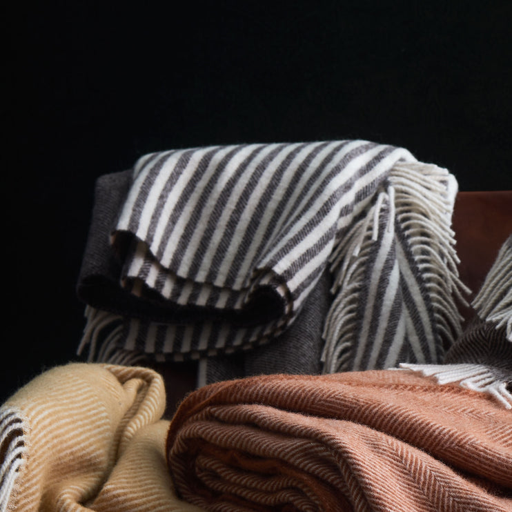 Visby Wool Blanket in brown & cream | Home & Living inspiration | URBANARA