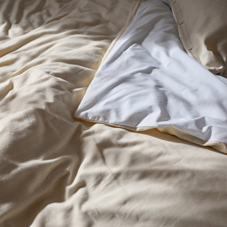Baumwoll-Lyocell-Bettwäsche Elvas [Beige & Naturweiß]