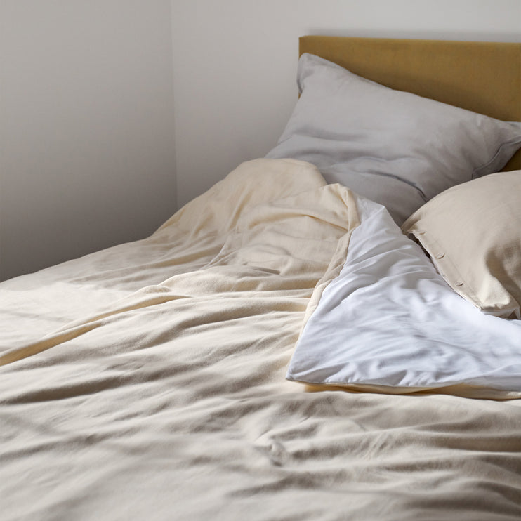 Baumwoll-Lyocell-Bettwäsche Elvas [Beige & Naturweiß]