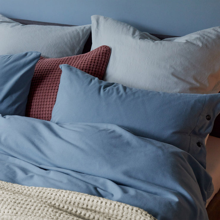 Flanell-Bettwäsche Telhado [Dunkles Nebelblau]