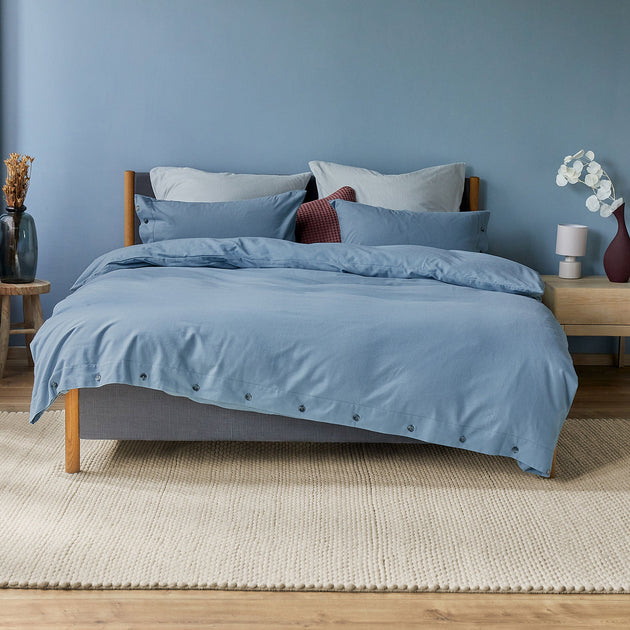 Flanell-Bettwäsche Telhado [Dunkles Nebelblau]