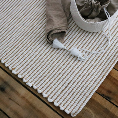 Upcycling-Läufer Tomino [Weiß & Beige]