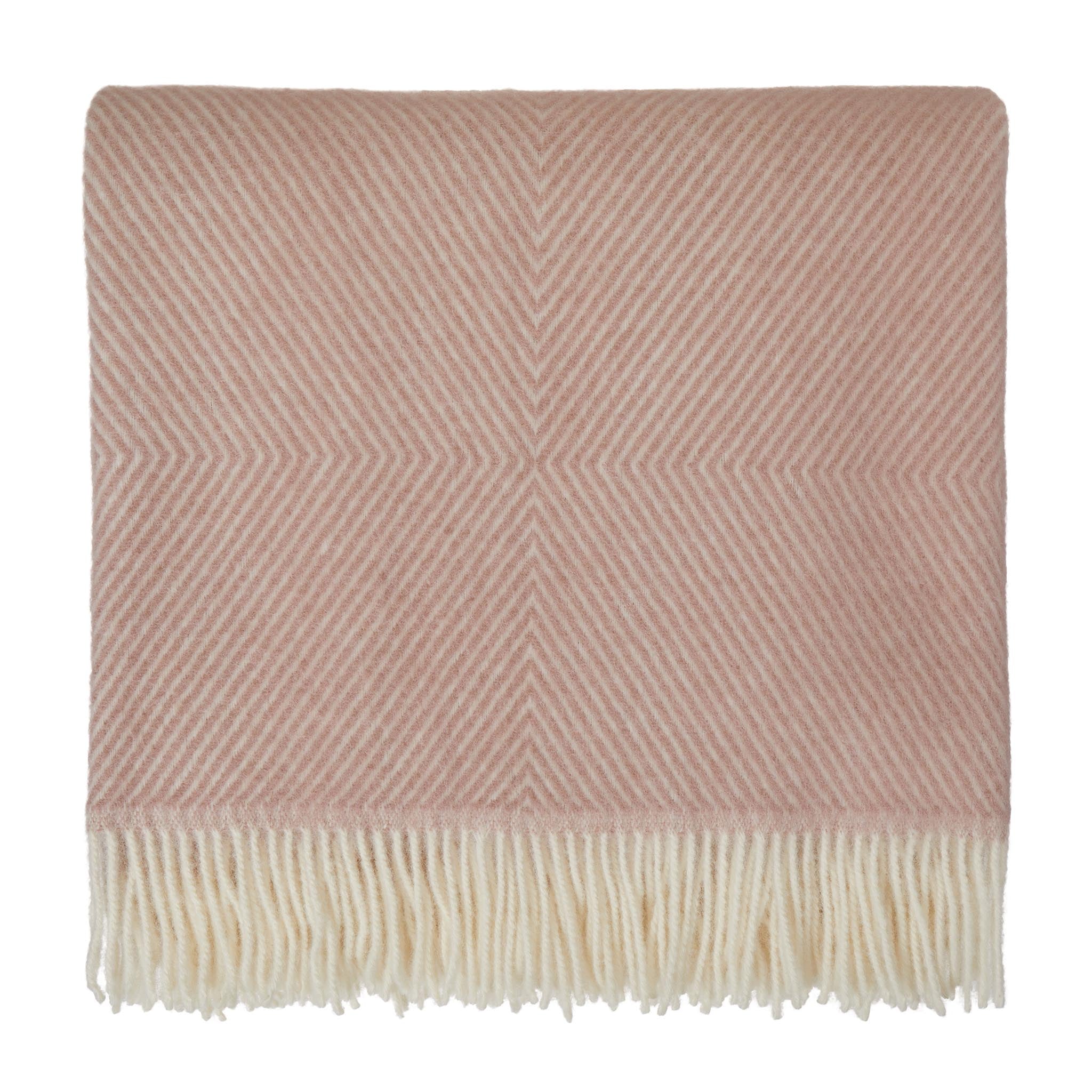 Decke Gotland, Zartrosa & Creme, 100% Schurwolle