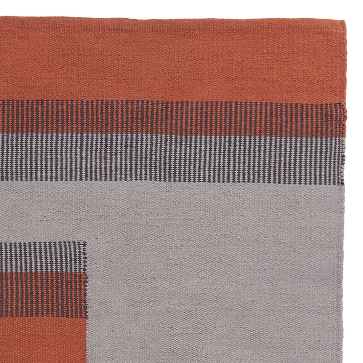 Teppich Indari Dunkles Graublau & Taubenblau & Terrakotta, 100% PET