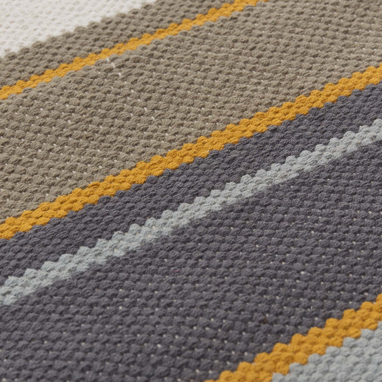 Mandana Rug dark grey & olive green & mustard, 100% cotton | URBANARA cotton rugs