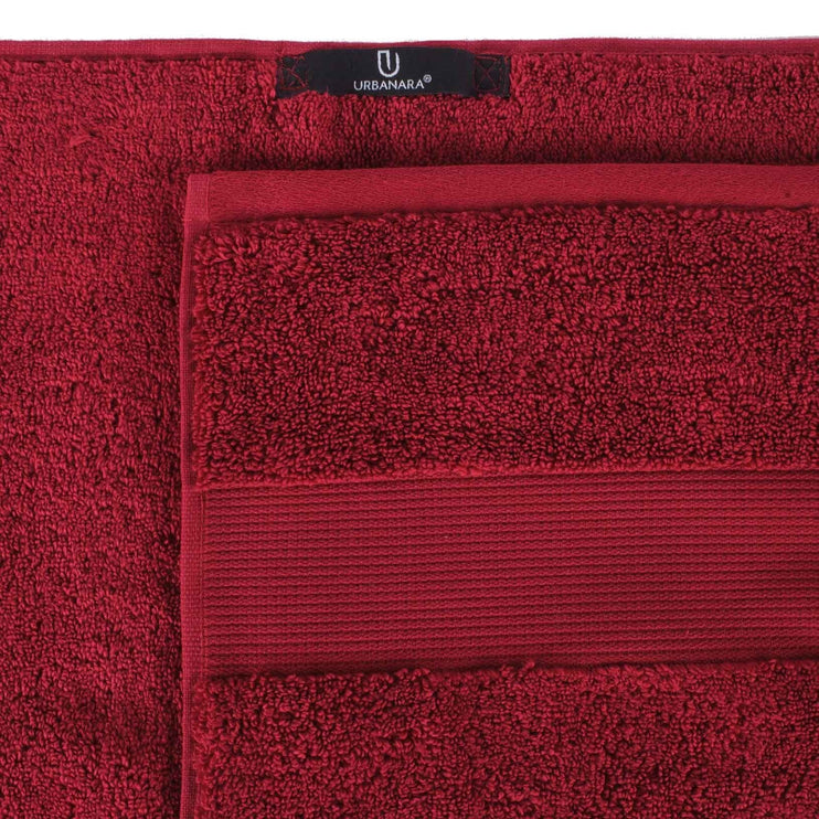 Alvito hand towel, dark red, 100% zero twist cotton | URBANARA cotton towels
