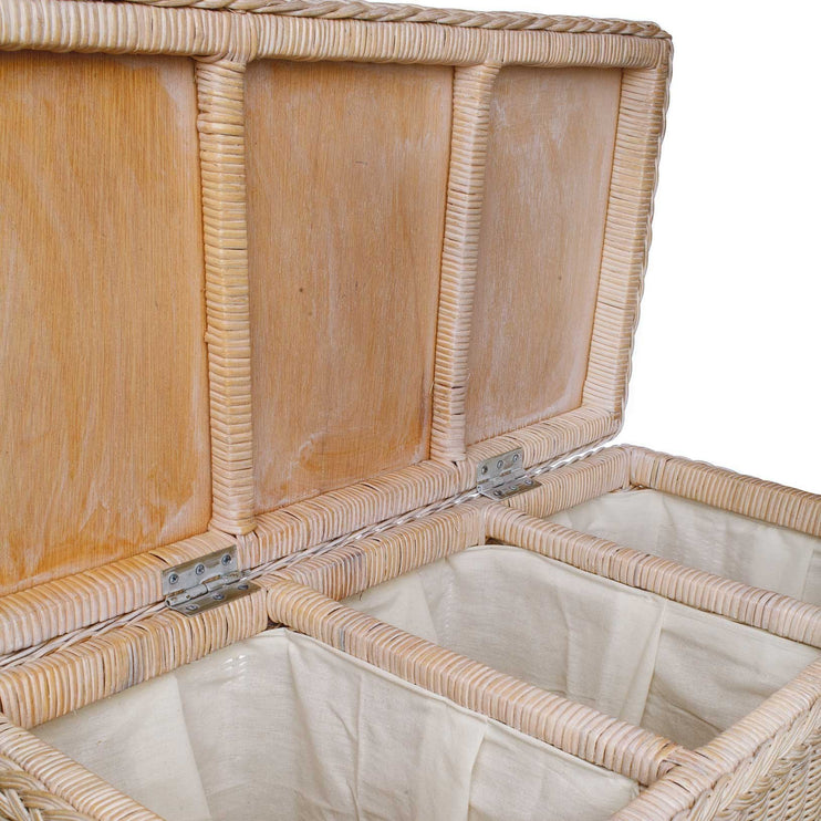 Wäschekorb Java, Kalkweiß, 100% Rattan & 100% Baumwolle | URBANARA Wäschekörbe & Wäschetruhen