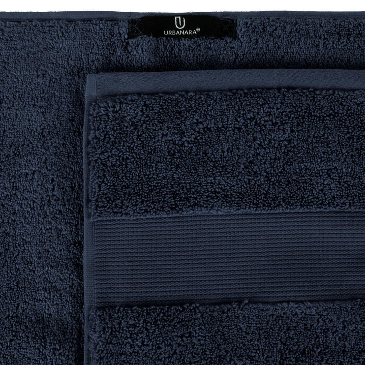 Handtuch Alvito, Dunkelblau, 100% Zero-Twist Baumwolle | URBANARA Baumwoll-Handtücher
