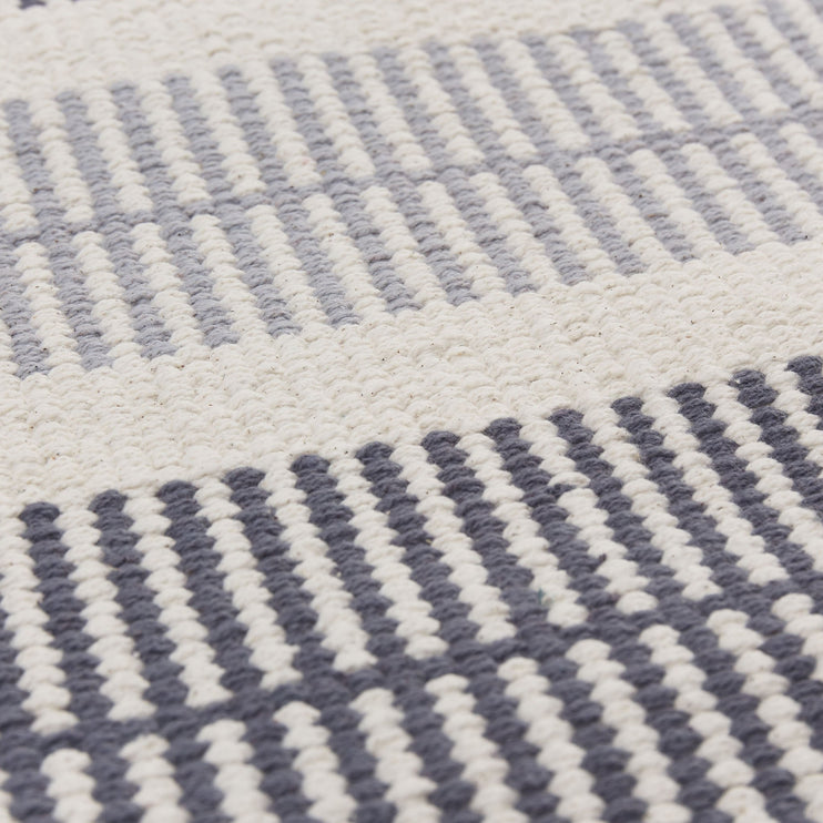 Vandani Runner off-white & grey & dark grey blue, 100% cotton | URBANARA runners